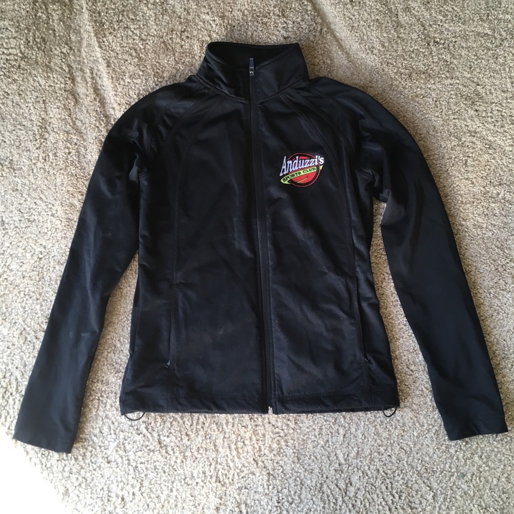 Black Full-Zip Track Jacket w Front Pockets - M
